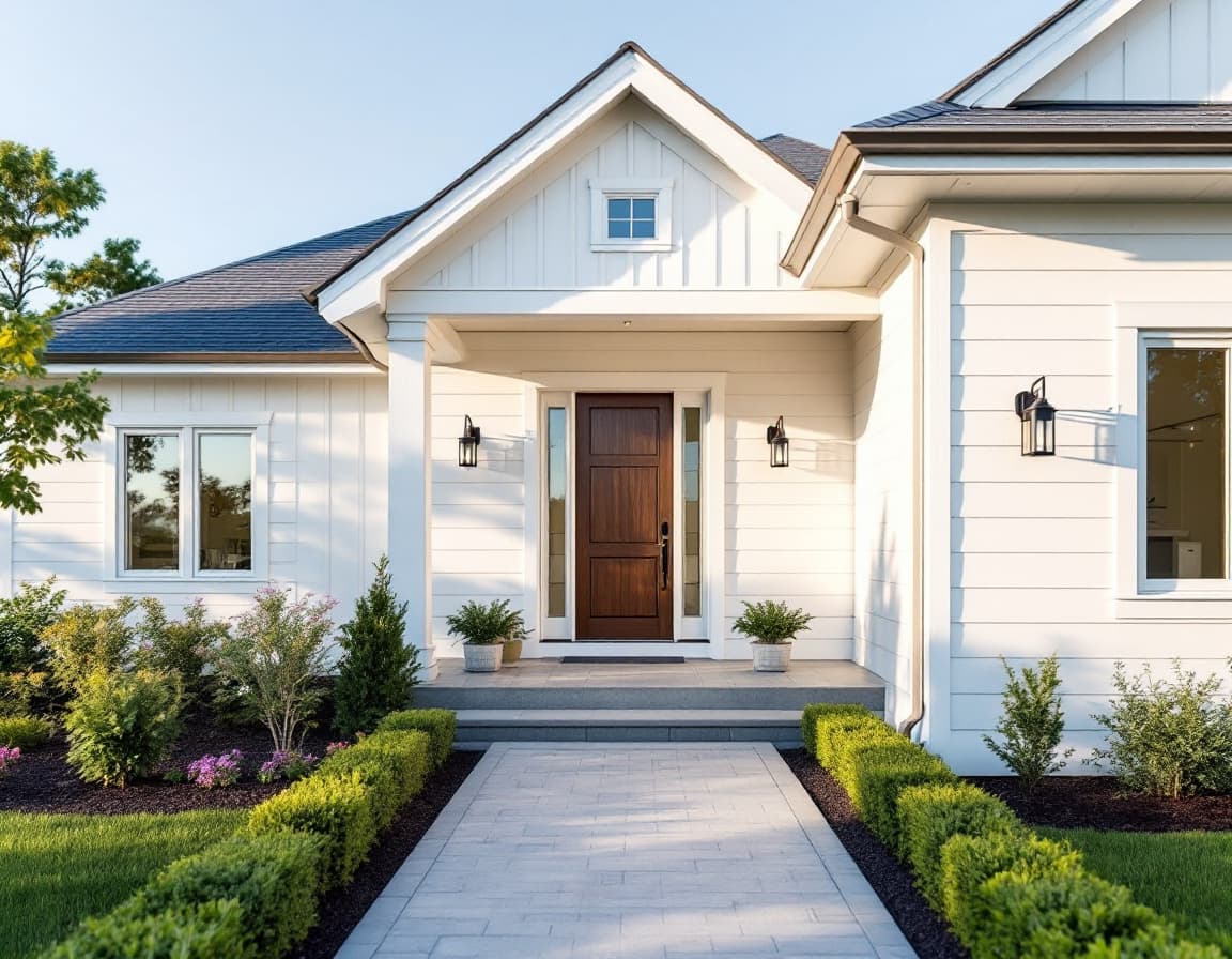 Refreshed modern farmhouse exterior after DecorAI redesign
