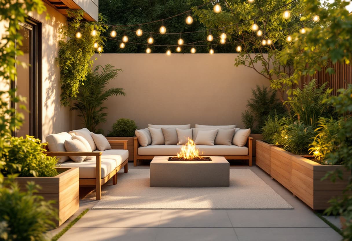 AI-designed modern garden patio