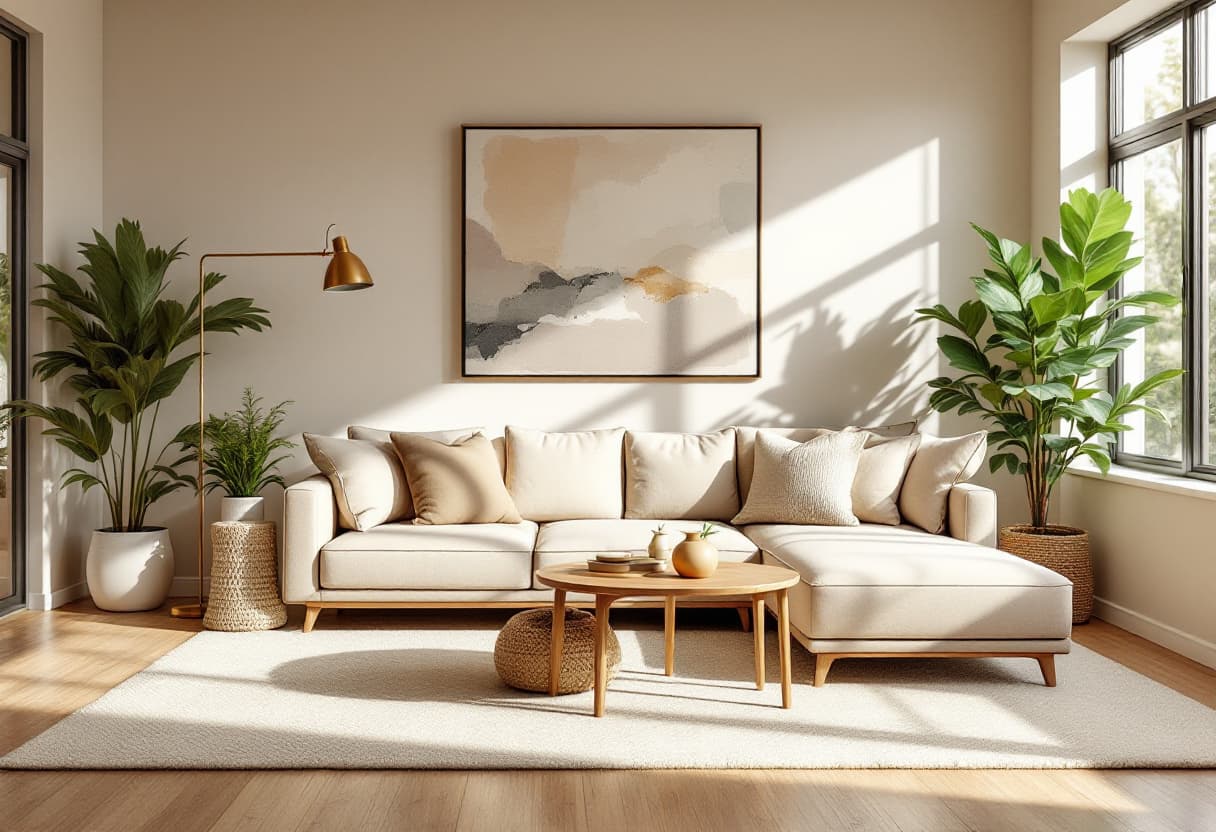 AI-designed warm modern living room